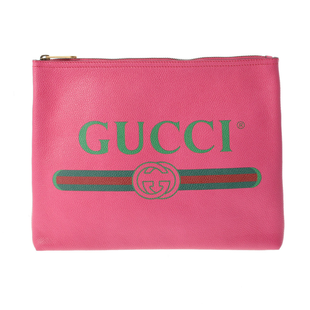 GUCCI Portfolio Bag Pink Leather Clutch